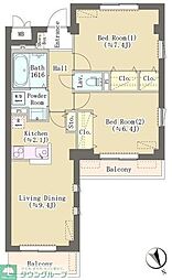 ヒルトップレジデンス大崎 2LDKの間取図画像