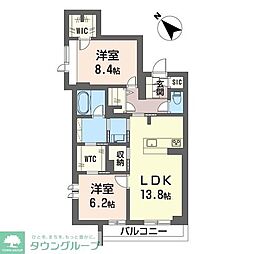 フェリシード野沢 2LDKの間取図画像
