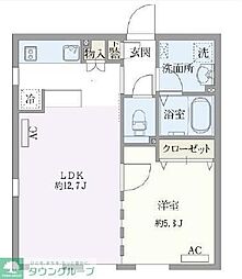 PASEO荏原中延 1LDKの間取図画像