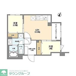 ウェルスクエア目黒 2LDKの間取図画像