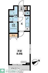 パシフィックコート目黒南 1Kの間取図画像
