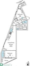 ルミークアン用賀 2LDKの間取図画像