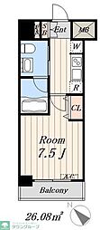 PEACE芝浦 1Kの間取図画像