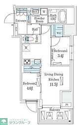 渋谷区東3丁目マンション 2LDKの間取図画像