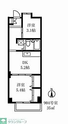 仙台坂アルカディア 2DKの間取図画像