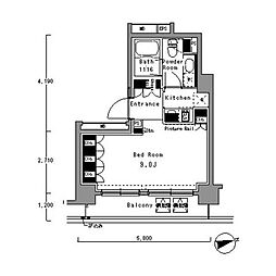 パークアクシス渋谷桜丘WEST 1Kの間取図画像