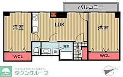 玉川台スカイマンション 2LDKの間取図画像