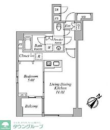 セントラルクリブ六本木1 1LDKの間取図画像