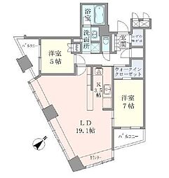 新宿アインスタワー 2LDKの間取図画像