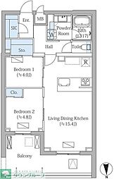 MOCXION PREMIUM四谷大京町 2LDKの間取図画像