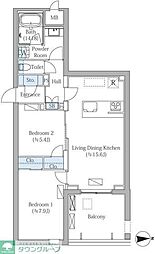 MOCXION PREMIUM四谷大京町 2LDKの間取図画像