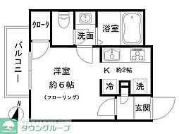 エムズハウス 1Kの間取図画像