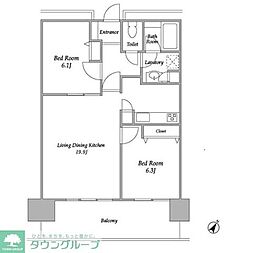 プラザタワー勝どき 2LDKの間取図画像