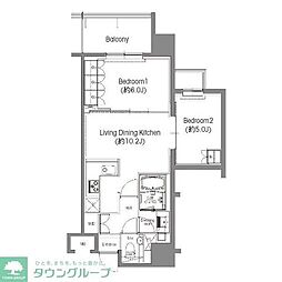 BPRレジデンス三田伊皿子坂 2LDKの間取図画像