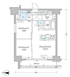アーバネックス南品川 2LDKの間取図画像