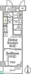 ベルファース大森山王 1DKの間取図画像