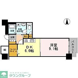 品川シーサイドビュータワー1 1DKの間取図画像
