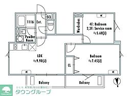 GRAN PASEO大崎戸越銀座II 2LDKの間取図画像