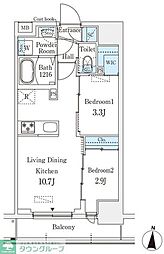 プライムブリス深川住吉 2LDKの間取図画像