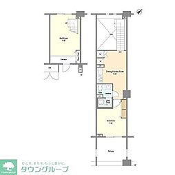 レジデンスシャルマン月島 2DKの間取図画像