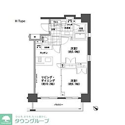 パークハビオ人形町 2LDKの間取図画像