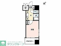 プライムアーバン大崎 1Kの間取図画像