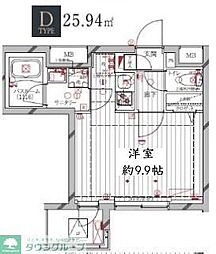 レガリス洗足池 1Kの間取図画像