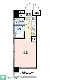 ロワール島津山南 1Kの間取図画像