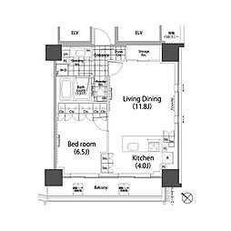 パークハビオ赤坂タワー 1LDKの間取図画像
