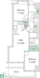 アクシアフォレスタ麻布 2LDKの間取図画像