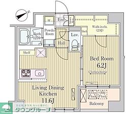 京橋レジデンス 1LDKの間取図画像