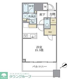 ブリリアタワーズ目黒サウスレジデンス ワンルームの間取図画像