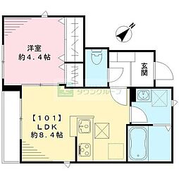 JR山手線 代々木駅 徒歩2分の賃貸アパート 1階1LDKの間取り