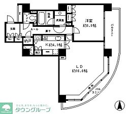 リバーポイントタワー 1LDKの間取図画像