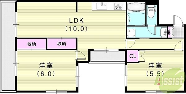 南園和ハウス ｜兵庫県尼崎市東園田町9丁目(賃貸マンション2LDK・2階・60.14㎡)の写真 その2