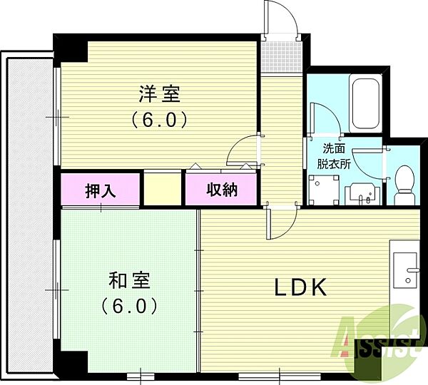 Y’sコート蘭びっく ｜兵庫県尼崎市浜田町5丁目(賃貸マンション2LDK・4階・55.05㎡)の写真 その2