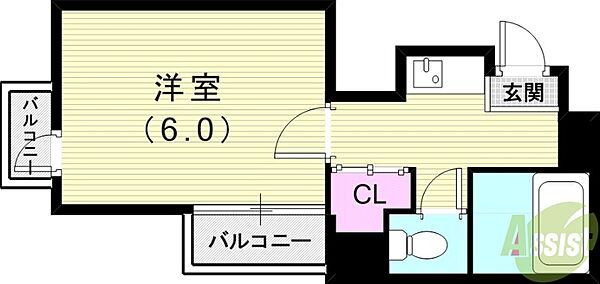 ユニテック甲子園 ｜兵庫県西宮市甲子園口6丁目(賃貸マンション1K・2階・18.75㎡)の写真 その2