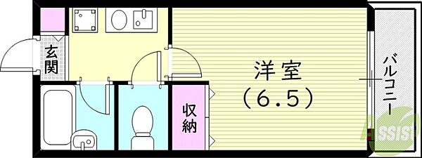 コンフォート甲子園 ｜兵庫県西宮市甲子園洲鳥町(賃貸マンション1K・2階・20.05㎡)の写真 その2