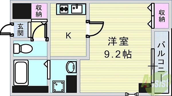 エトワール里中 ｜兵庫県西宮市里中町3丁目(賃貸マンション1K・2階・30.19㎡)の写真 その2