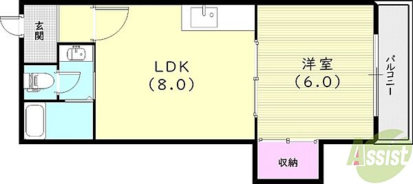 ハイム北口 ｜兵庫県西宮市田代町(賃貸アパート1LDK・1階・33.00㎡)の写真 その2