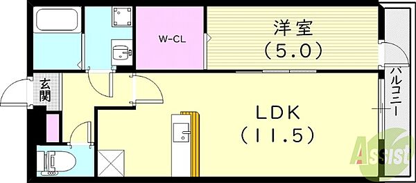 エスポワール ｜兵庫県尼崎市金楽寺町2丁目(賃貸アパート1LDK・3階・41.67㎡)の写真 その2