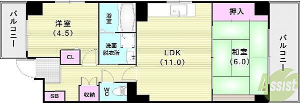 グリーンコート大物北口 ｜兵庫県尼崎市杭瀬南新町4丁目(賃貸マンション2LDK・3階・53.00㎡)の写真 その2