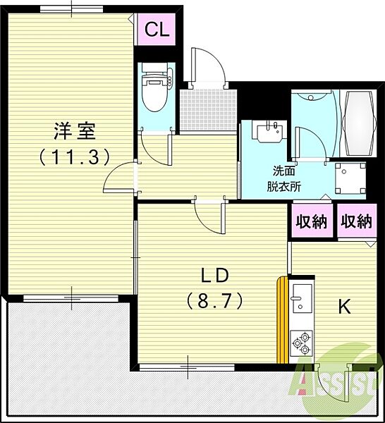 白鷹苦楽園マンション ｜兵庫県西宮市樋之池町(賃貸マンション1LDK・3階・56.33㎡)の写真 その2