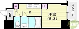 フォーリアライズ昭和南通1 1Kの間取図画像