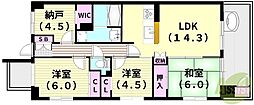ライオンズガーデン武庫之荘 3SLDKの間取図画像