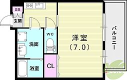 フォーリアライズ昭和南通2 1Kの間取図画像