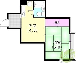 パラツィーナ立花 1DKの間取図画像