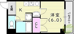 MY尼崎 1Kの間取図画像