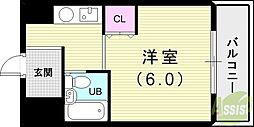 アーチ立花2 ワンルームの間取図画像