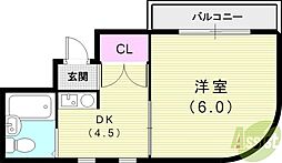 立花スプリングス 1DKの間取図画像
